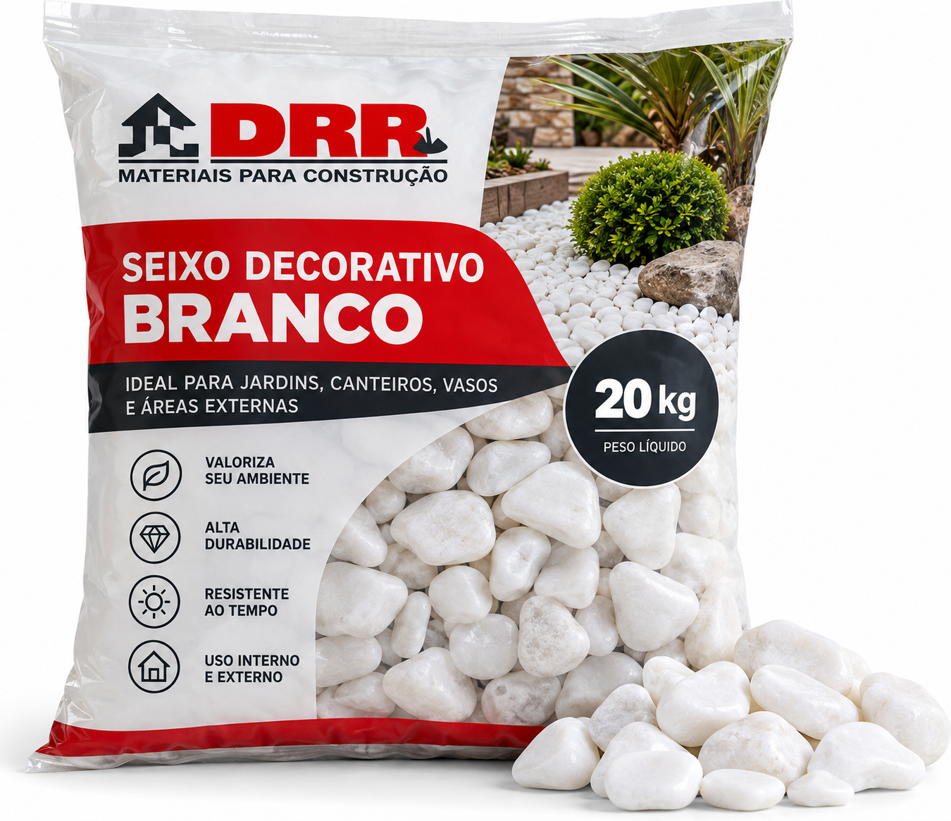 Seixo decorativo branco 20 kg