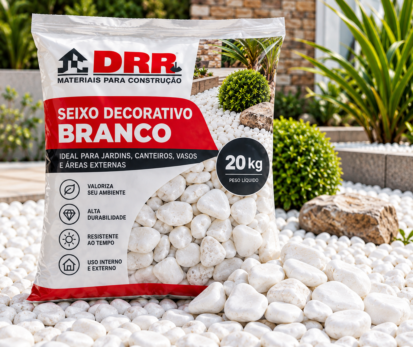 Foto 3 de Seixo decorativo branco 20 kg